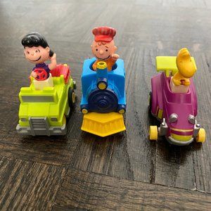 1989 Charlie Brown Pullback McDonalds Happy Meal Toys - set of 3